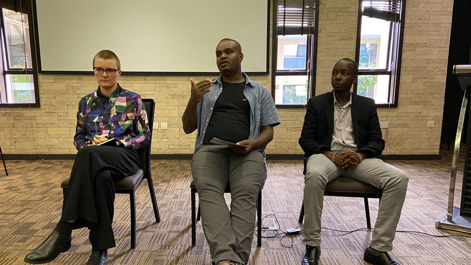 Navigating Disinformation Research: Panel discussion between Tessa Knight (Atlantic Council Digital Forensic Lab, South Africa), Abel Wabella (Addis Zeybe, Ethiopia) and Joshua M. Kitili (Center of Intellectual Property and Information Technology Law, Kenya). 